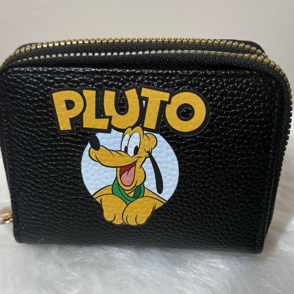 {NEW} Mini Wallet with Double Zipper Black Pluto Design